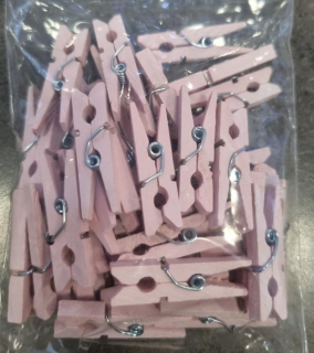 Dřevěné kolíčky 40ks 30mm růžové