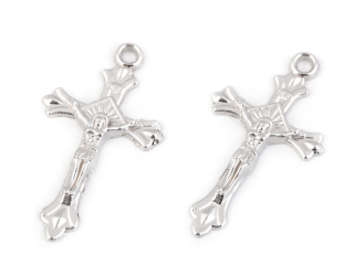Přívěšek kov KŘÍŽEK 30x20mm platina